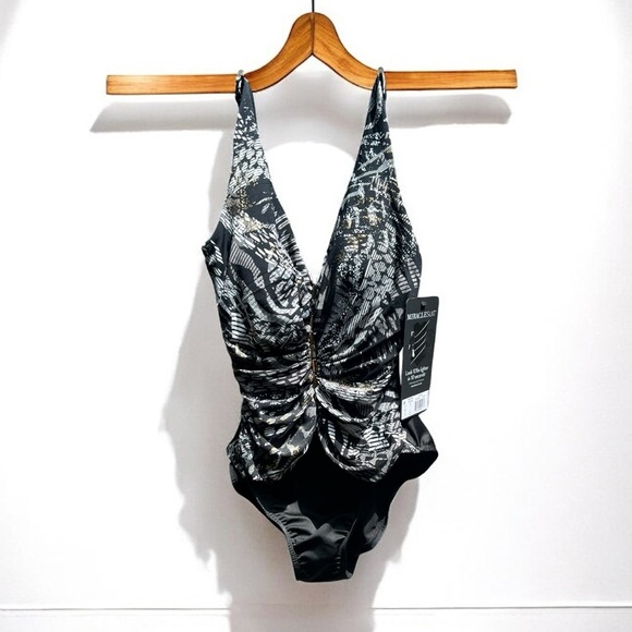 🌻NEW w.tag Miraclesuit Lux Lynx Charmer 1-Piece Slimming Suit Size 8 $194 Retai - Picture 3 of 14